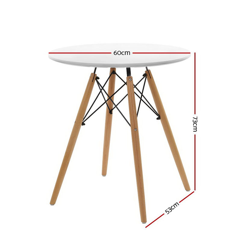 Artiss Replica Eames DSW Eiffel Dining Table Kithcen Cafe 4 Seater Timber Round White