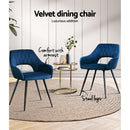 Artiss Set of 2 Caitlee Dining Chairs Kitchen Chairs Velvet Upholstered Blue