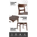 2x Artiss Dining Chairs Kitchen Chair Rubber Wood Retro Cafe Brown Fabric Padded