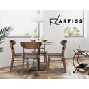 2x Artiss Dining Chairs Kitchen Chair Rubber Wood Retro Cafe Brown Fabric Padded