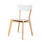 2x Artiss Dining Chairs Kitchen Chair Rubber Wood Cafe Retro White Wooden Seat