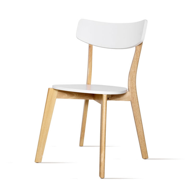 2x Artiss Dining Chairs Kitchen Chair Rubber Wood Cafe Retro White Wooden Seat