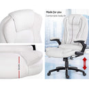 Artiss Massage Office Chair 8 Point PU Leather Office Chair - White