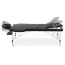 Zenses 70cm Wide Portable Aluminium Massage Table 3 Fold Treatment Beauty Therapy Black