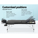 Zenses 70cm Wide Portable Aluminium Massage Table 3 Fold Treatment Beauty Therapy Black