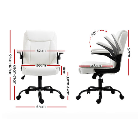 Artiss Office Chair Leather Computer Executive Chairs Gaming Study Desk White