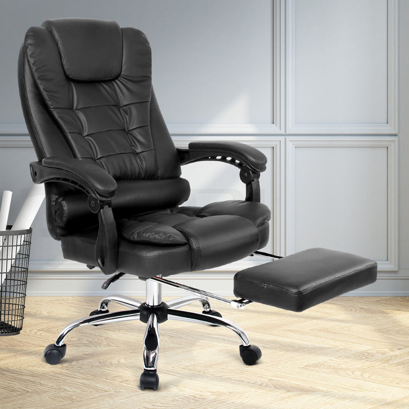 Artiss Leather Office Chair Computer Chairs Executive Recliner with Footrest