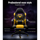 Artiss Office Chair Computer Desk Gaming Chair Study Home Work Recliner Black Yellow