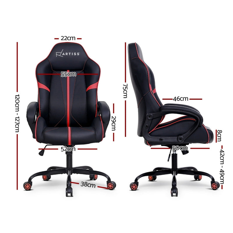 Artiss Gaming Office Chair Computer Chairs Leather Seat Racer Racing Meeting Chair Black Red