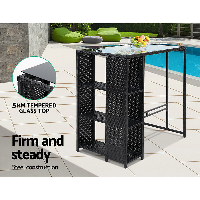 Gardeon Outdoor Bar Set Table Stools Furniture Wicker 5PCS