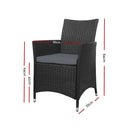 Outdoor Bistro Set Chairs Patio Furniture Dining Wicker Garden Cushion x2 Gardeon