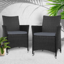 Outdoor Bistro Set Chairs Patio Furniture Dining Wicker Garden Cushion x2 Gardeon