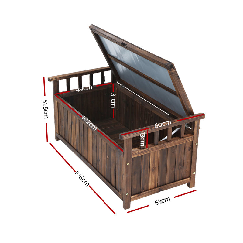 Gardeon Outdoor Storage Box Wooden Garden Bench Chest Toy Tool Sheds Furniture