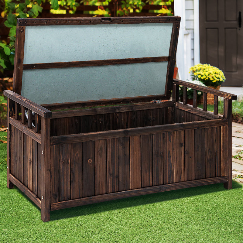 Gardeon Outdoor Storage Box Wooden Garden Bench Chest Toy Tool Sheds Furniture