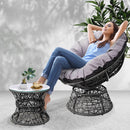 Gardeon Outdoor Papasan Chairs Table Lounge Setting Patio Furniture Wicker Black