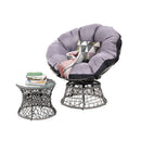 Gardeon Papasan Chair and Side Table - Grey