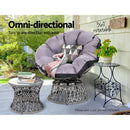 Gardeon Outdoor Papasan Chairs Table Lounge Setting Patio Furniture Wicker Grey