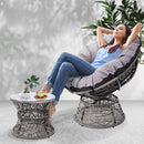 Gardeon Outdoor Papasan Chairs Table Lounge Setting Patio Furniture Wicker Grey