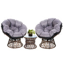 Gardeon Papasan Chair and Side Table Set-Brown