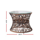 Gardeon Outdoor Lounge Setting Papasan Chairs Table Patio Furniture Wicker Brown