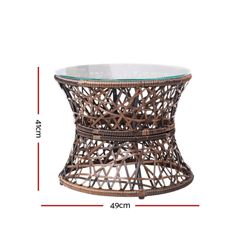 Gardeon Outdoor Lounge Setting Papasan Chairs Table Patio Furniture Wicker Brown