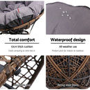 Gardeon Outdoor Lounge Setting Papasan Chairs Table Patio Furniture Wicker Brown