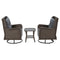 Gardeon Outdoor Chairs Patio Furniture Lounge Setting 3 Pcs Wicker Swivel Chair Table Bistro Set
