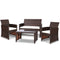 Gardeon Set of 4 Outdoor Rattan Chairs & Table - Brown 