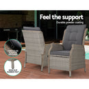 Gardeon Recliner Chairs Sun lounge Outdoor Patio Furniture Wicker Sofa Lounger 2pcs