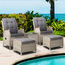 Gardeon Recliner Chairs Sun lounge Outdoor Setting Patio Furniture Garden Wicker