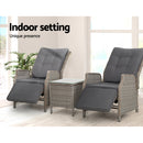 Gardeon Recliner Chairs Outdoor Sun lounge Setting Patio Furniture Wicker Sofa