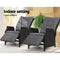 Gardeon Recliner Chairs Sun lounge Outdoor Furniture Setting Patio Wicker Sofa Black 2pcs