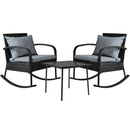 Gardeon 3 Piece Outdoor Chair Rocking Set - Black