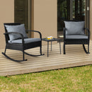 Gardeon 3 Piece Outdoor Chair Rocking Set - Black