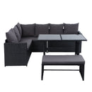 Gardeon Outdoor Furniture Dining Setting Sofa Set Wicker 8 Seater Storage Cover Black