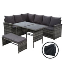 Gardeon Outdoor Furniture Sofa Set Dining Setting Wicker 8 Seater Storage Cover Mixed Grey