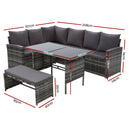 Gardeon Outdoor Furniture Sofa Set Dining Setting Wicker 8 Seater Storage Cover Mixed Grey