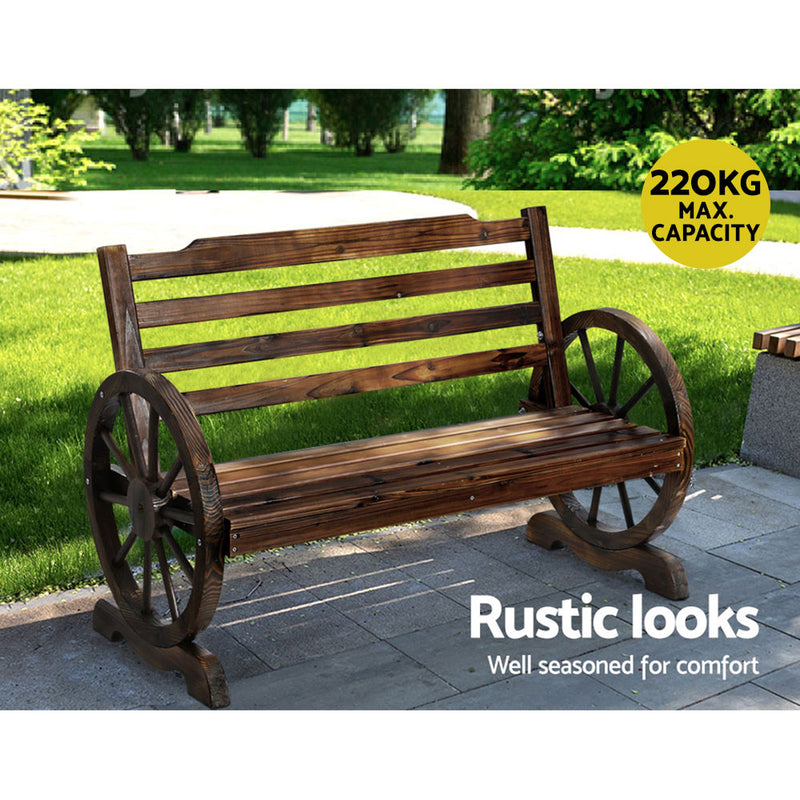 Gardeon Wooden Wagon Wheel Bench - Brown