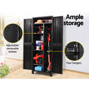 Gardeon Outdoor Storage Cabinet Lockable Tall Garden Sheds Garage Adjustable Black 173CM