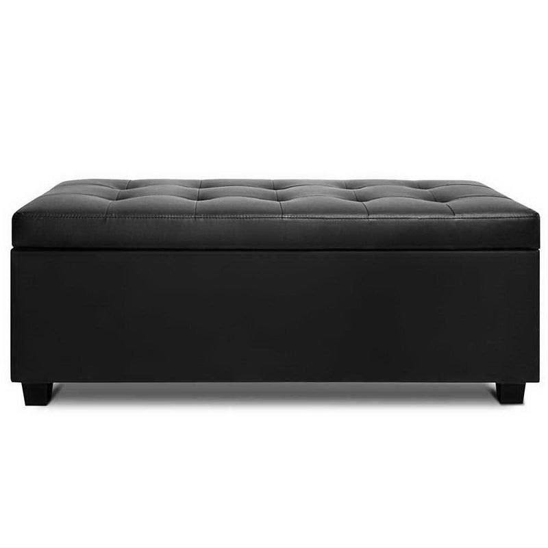 Artiss PU Leather Storage Ottoman - Black