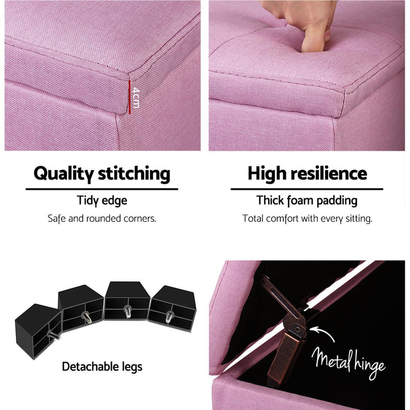 Premium Storage Ottoman - Pink
