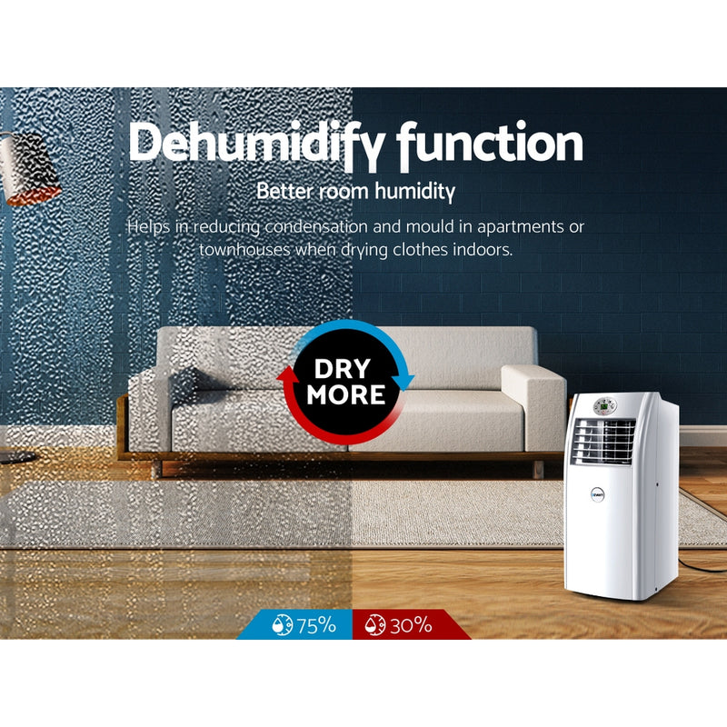 Devanti Portable Air Conditioner 4-In-1 Mobile Fan Cooler Dehumidifier 15000BTU