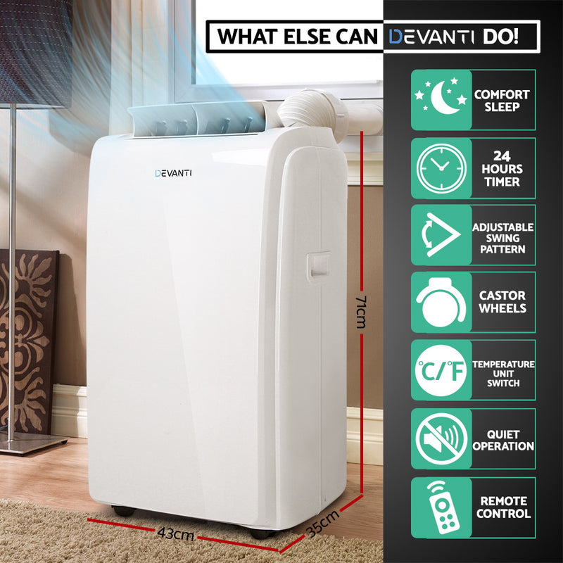 Devanti Portable Air Conditioner Mobile Fan Cooler Dehumidifier 22000BTU