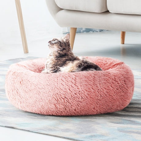 i.Pet Pet bed Dog Cat Calming Pet bed Medium 75cm Pink Sleeping Comfy Cave Washable