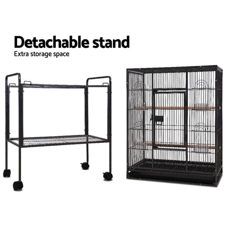 i.Pet Large Bird Cage with Perch - Black