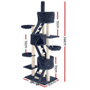 i.Pet 244cm Multi Level Cat Scratching Post Grey