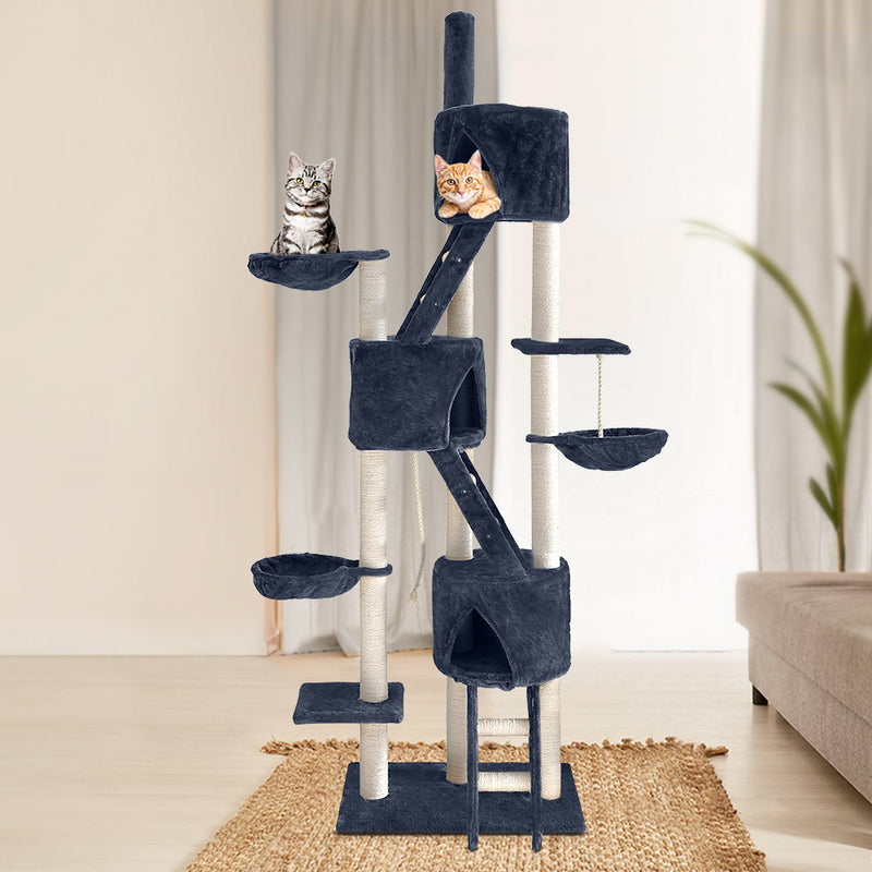 i.Pet 244cm Multi Level Cat Scratching Post Grey