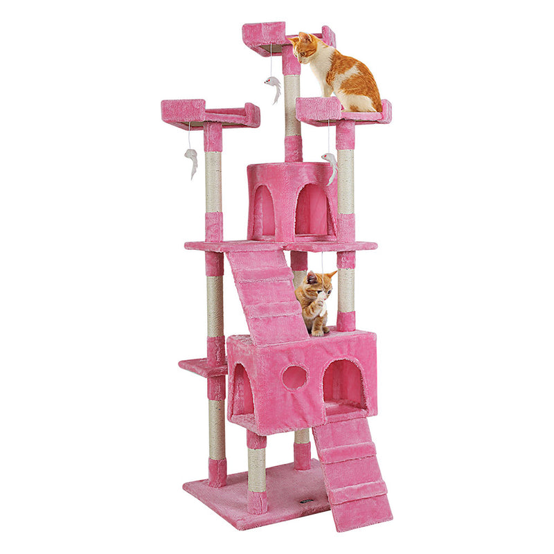 i.Pet Cat Tree Trees Scratching Post Scratcher Tower Condo House Furniture Wood Pink 180cm