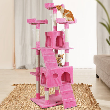 i.Pet Cat Tree Trees Scratching Post Scratcher Tower Condo House Furniture Wood Pink 180cm