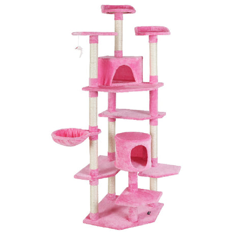 i.Pet Cat Tree Trees Scratching Post Scratcher Tower Condo House Furniture Wood Pink 203cm